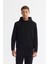 Erkek Siyah Kapüşonlu Esnek Yumuşak Doku İnterlok Kumaş Basic Regular Fit Sweatshirt B001101 1