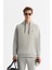 Erkek Gri Kapüşonlu Esnek Yumuşak Doku İnterlok Kumaş Basic Regular Fit Sweatshirt B001101 1