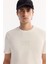 Erkek Ekru Bisiklet Yaka Viskon Karışımlı Bi-Stretch Baskılı Regular Fit T-Shirt A52Y1020 7
