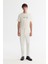 Erkek Beyaz Klasik Bel Jersey Pamuklu Carrot Fit Pantolon A42Y3061 1