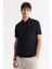 Erkek Siyah Kıvrılmaz Polo Yaka %100 Pamuk Basic Regular Fit T-Shirt B001032 6