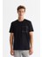 Erkek Siyah Bisiklet Yaka Baskılı Elastan Regular Fit T-Shirt A42Y1020 1
