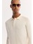 Erkek Ekru Polo Yaka Düğmeli Soft Touch Dokulu Triko Regular Fit Kazak A52Y5030 2