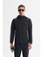 Erkek Siyah Kapüşonlu Fermuarlı Elastan Regular Fit Sweatshirt A42Y1353 1