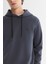 Erkek Antrasit Kapüşonlu Esnek Yumuşak Doku İnterlok Kumaş Regular Fit Sweatshirt B001101 2
