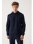 Erkek Lacivert Kapüşonlu Esnek Yumuşak Doku İnterlok Kumaş Regular Fit Sweatshirt B001101 1