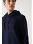 Erkek Lacivert Kapüşonlu Esnek Yumuşak Doku İnterlok Kumaş Regular Fit Sweatshirt B001101 2