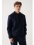 Erkek Lacivert Kapüşonlu Esnek Yumuşak Doku İnterlok Kumaş Regular Fit Sweatshirt B001101 3