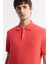 Erkek Mercan Kıvrılmaz Polo Yaka %100 Pamuk Basic Regular Fit T-Shirt B001032 2