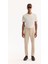 Erkek Bej Beli Lastikli Bağcıklı Duble Paça Jogger Relaxed Fit Pantolon E003000 1
