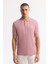 Erkek Gül Kurusu Kıvrılmaz Polo Yaka %100 Pamuk Basic Regular Fit T-Shirt B001032 5
