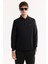 Erkek Siyah Polo Yaka Pamuklu Basic Slim Fit Sweatshirt B001080 2