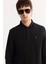 Erkek Siyah Polo Yaka Pamuklu Basic Slim Fit Sweatshirt B001080 5