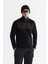 Erkek Siyah Soğuğa Dayanıklı Fermuarlı Dik Yaka Polar Regular Fit Sweatshirt A42Y1380 1