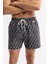 Erkek Siyah Hızlı Kuruyan Baskılı Çantalı Relaxed Fit Relaxed Fit Deniz Şortu A51Y3828 4