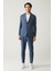 Erkek Mavi Astarsız Keten Karışımlı Comfort Slim Fit Takım Elbise Ceketi A41Y4060 6