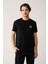 Erkek Siyah Bisiklet Yaka Jersey Kumaş Garnili Regular Fit T-shirt A41y1114 1