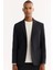 Erkek Siyah Mono Yaka Bi-Stretch Su İtici Kırışmayan Blazer Comfort Slim Fit Ceket A52Y4009 2