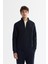 Erkek Lacivert Dik Yaka Fermuarlı 3 İplik Şardonlu Regular Fit Sweatshirt E001020 1
