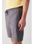 Erkek Antrasit %100 Pamuk Yandan Cepli Beli Lastikli Keten Dokulu Relaxed Fit Şort E003603 6
