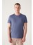 Erkek İndigo Bisiklet Yaka Soft Touch Basic Regular Fit T-Shirt B001171 1