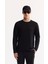 Erkek Siyah Bisiklet Yaka Viskon Karışımlı Bi-Stretch Basic Regular Fit Sweatshirt B001081 1