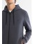Erkek Antrasit Kapüşonlu İnterlok Kumaş Fermuarlı Basic Regular Fit Sweatshirt B001102 3