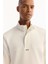 Erkek Ekru Dik Yaka Fermuarlı Pamuklu Bi-Stretch Regular Fit Sweatshirt A52Y1282 7