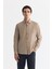 Erkek Bej Düğmeli Yaka %100 Pamuk Desenli Slim Fit Gömlek A42Y2049 1