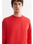 Erkek Kırmızı Bisiklet Yaka Pamuklu Şardonlu Baskılı Regular Fit Sweatshirt B001033 2