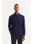 Erkek Lacivert Polo Yaka Pamuklu Basic Slim Fit Sweatshirt B001080 1