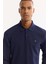 Erkek Lacivert Polo Yaka Pamuklu Basic Slim Fit Sweatshirt B001080 2