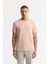 Erkek Pembe Bisiklet Yaka Baskılı Basic Regular Fit T-Shirt A41Y1167 1