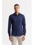 Erkek Lacivert Klasik Yaka %100 Pamuk Saten Kolay Ütülenen Slim Fit Gömlek B002006 1