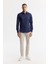 Erkek Lacivert Klasik Yaka %100 Pamuk Saten Kolay Ütülenen Slim Fit Gömlek B002006 5