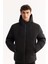Erkek Siyah Kapüşonlu Su İtici Rüzgar Geçirmez -7°C Dayanıklı Şişme Comfort Fit Mont A52Y6184 2