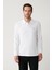 Erkek Beyaz Polo Yaka Pamuklu Basic Slim Fit Sweatshirt B001080 3