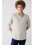 Erkek Açık Gri Düğmeli Yaka Keten Karışımlı Slim Fit Gömlek B002001 1