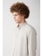Erkek Açık Gri Düğmeli Yaka Keten Karışımlı Slim Fit Gömlek B002001 2