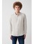 Erkek Açık Gri Düğmeli Yaka Keten Karışımlı Slim Fit Gömlek B002001 3