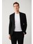 Erkek Siyah Yırtmaçlı Astarsız Bi-Stretch Kumaş Blazer Comfort Slim Fit Ceket A41Y4032 1