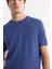 Erkek İndigo Bisiklet Yaka Rayon Triko Regular Fit T-Shirt A51Y5004 2
