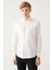 Erkek Beyaz Düğmeli Yaka Basic %100 Pamuk Slim Fit Gömlek B002030 1
