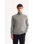 Erkek Gri Balıkçı Yaka Yün Karışımlı Triko Regular Fit Kazak B005014 1