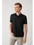 Erkek Siyah 3 Düğmeli Jakarlı Polo Yaka Regular Fit T-Shirt A41Y1051 1