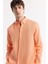 Erkek Turuncu Düğmeli Yaka %100 Keten Comfort Fit Gömlek B002191 3
