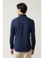 Erkek Lacivert %100 Pamuk Klasik Yaka Saten Slim Fit Gömlek B002002 4