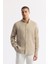 Erkek Vizon Düğmeli Yaka %100 Keten Comfort Fit Gömlek B002191 1