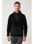 Erkek Siyah Kapüşonlu Yaka Garni Kumaş Detaylı Sweatshirt Polar A32Y1392 4