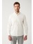 Erkek Ekru Düğmeli Yaka %100 Pamuk Soft Touch Kadife Regular Fit Gömlek B002032 3